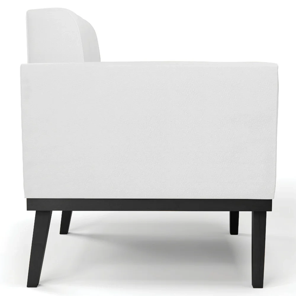 Poltrona Base Madeira Preto Kit 2 Ana Sintético Branco - Ibiza