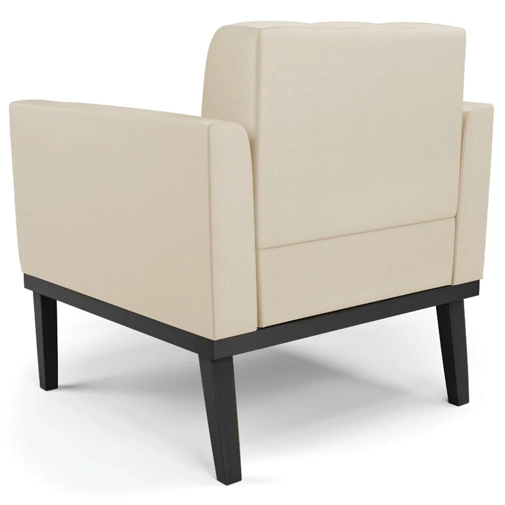 Poltrona Base Madeira Preto Kit 2 Ana Sintético Bege - Ibiza