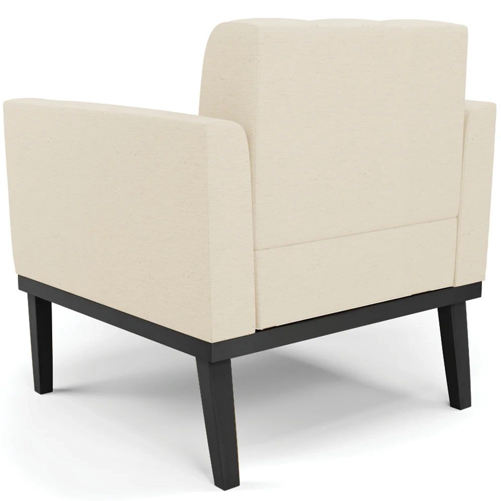 Poltrona Decorativa Base Madeira Preto Ana Linho Bege - Ibiza