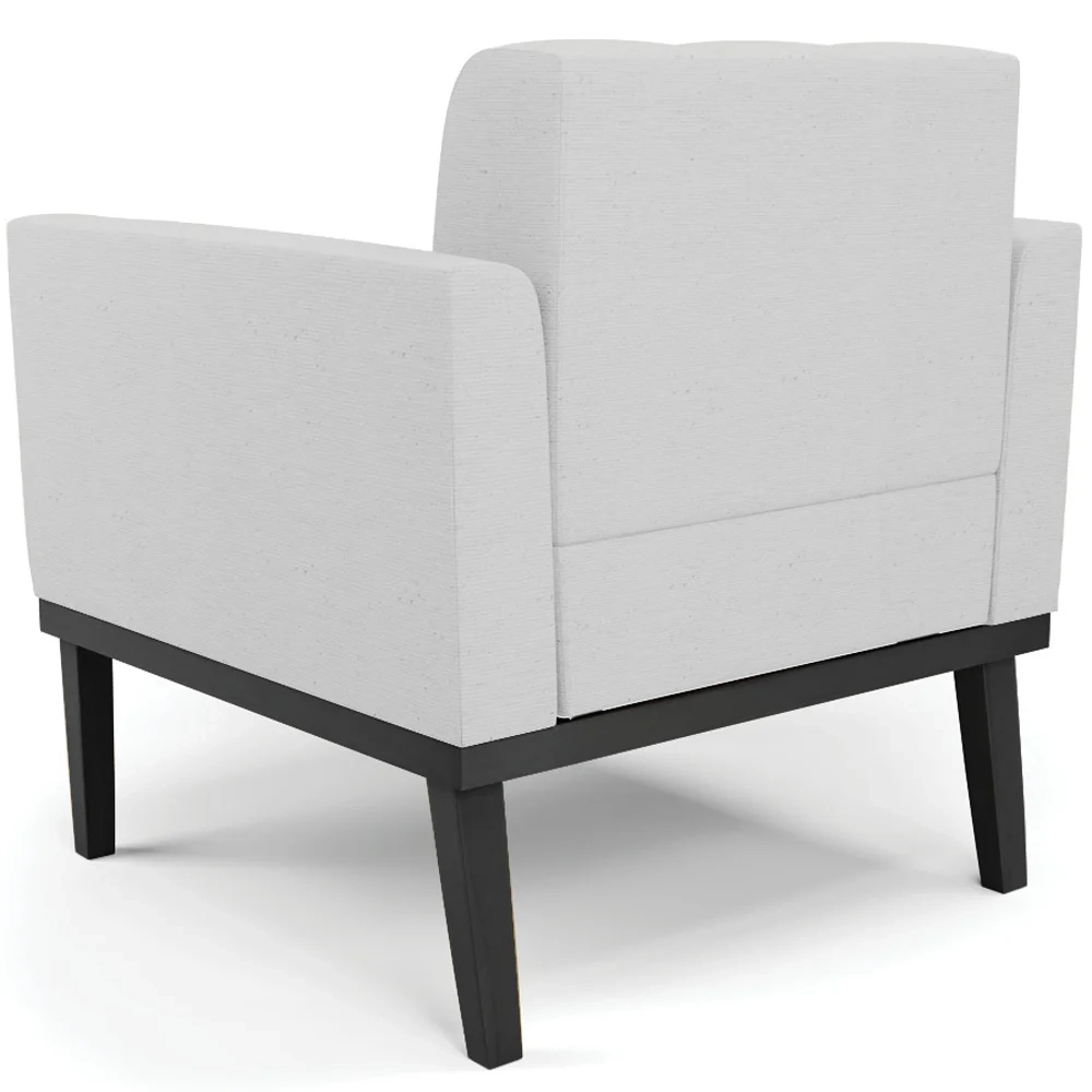 Poltrona Decorativa Base Madeira Preto Ana Linho Cinza - Ibiza