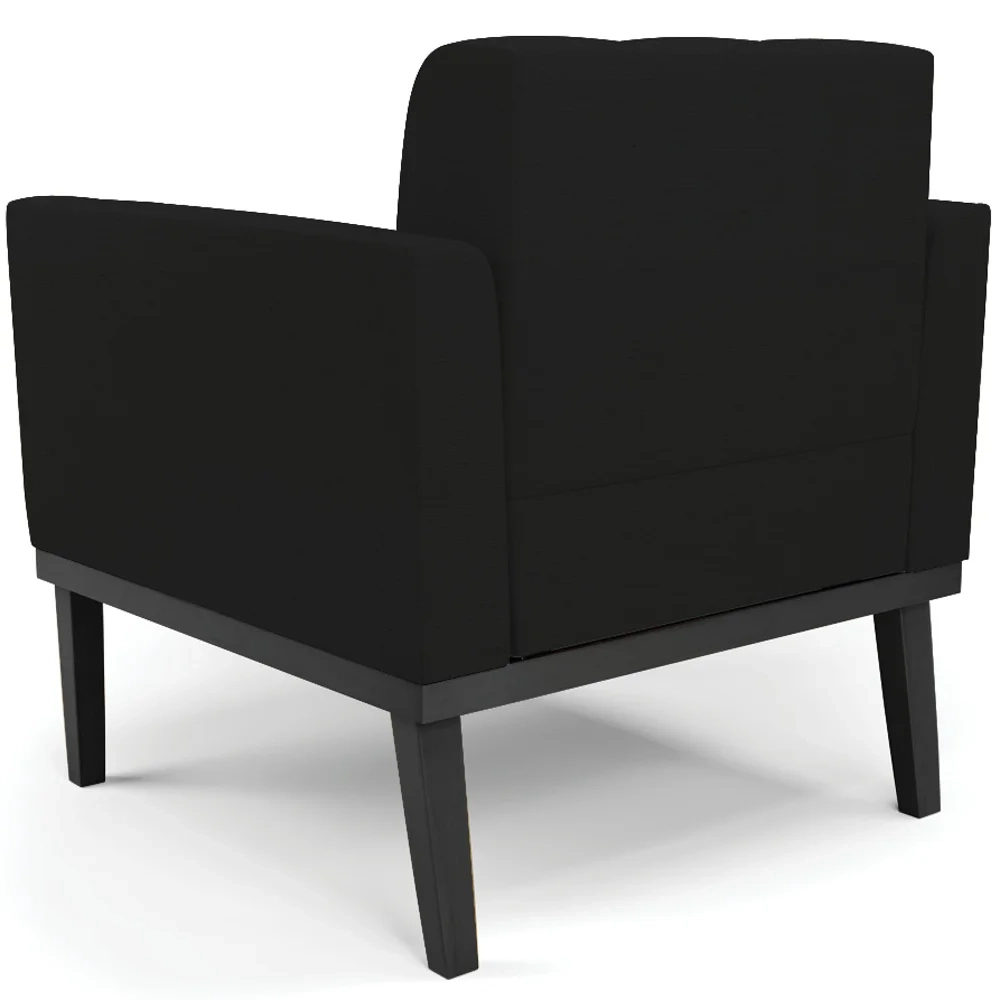 Poltrona Decorativa Base Madeira Preto Ana Linho Preto - Ibiza