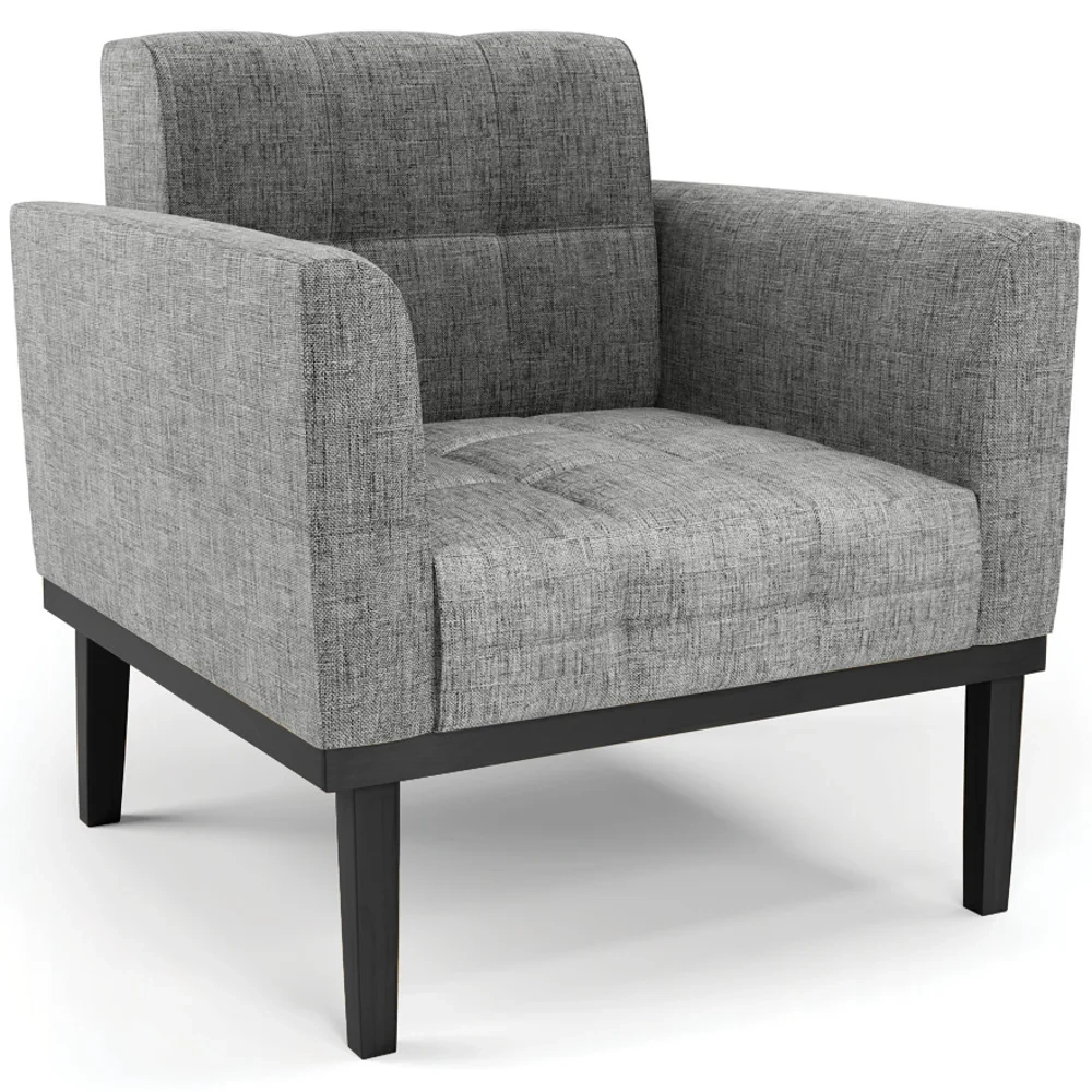 Poltrona Base Madeira Preto Kit 2 Ana Linho Grafite - Ibiza