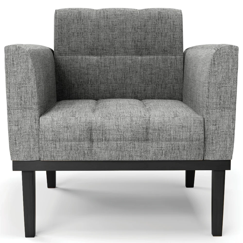 Poltrona Base Madeira Preto Kit 2 Ana Linho Grafite - Ibiza