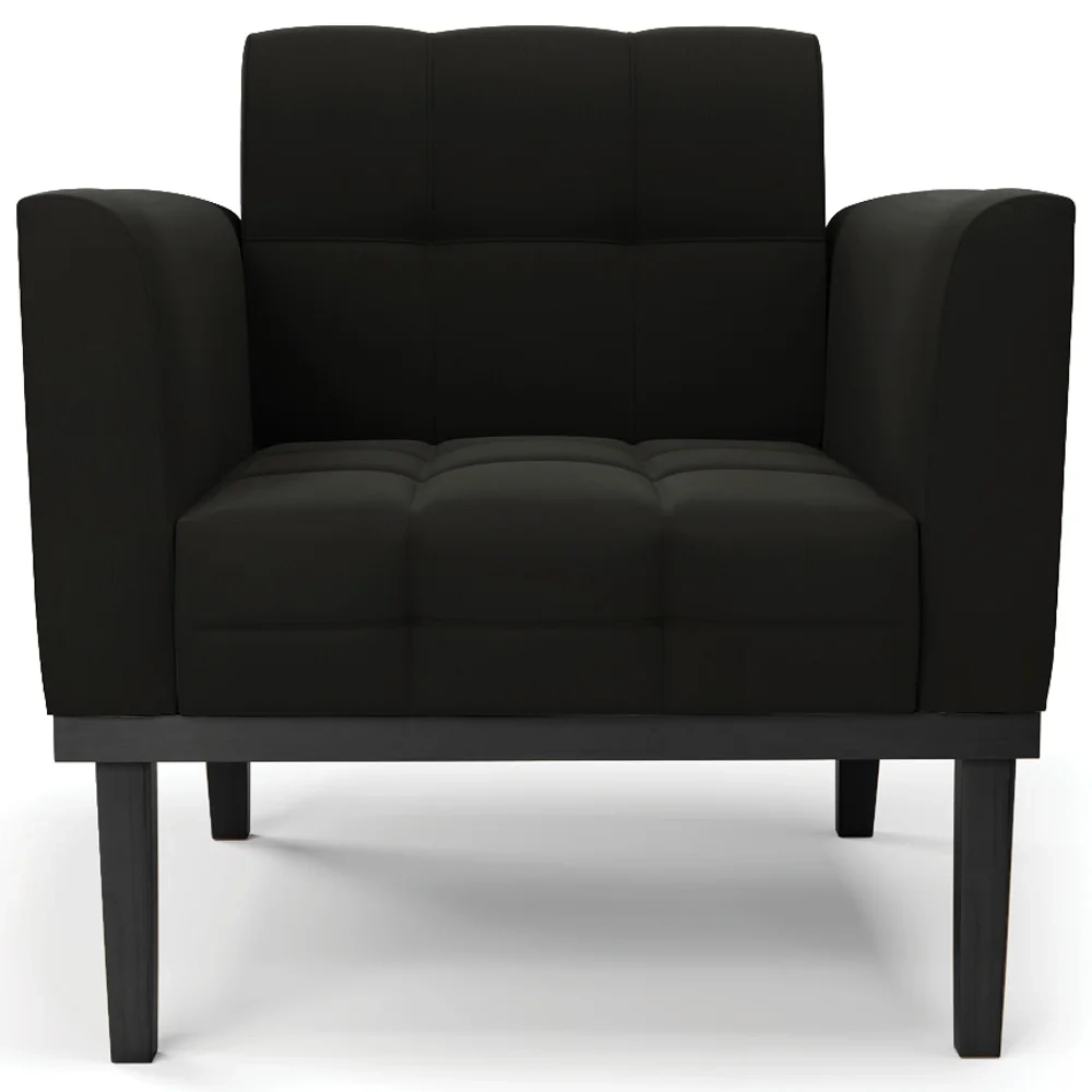 Poltrona Decorativa Base Madeira Preto Ana Suede Preto - Ibiza