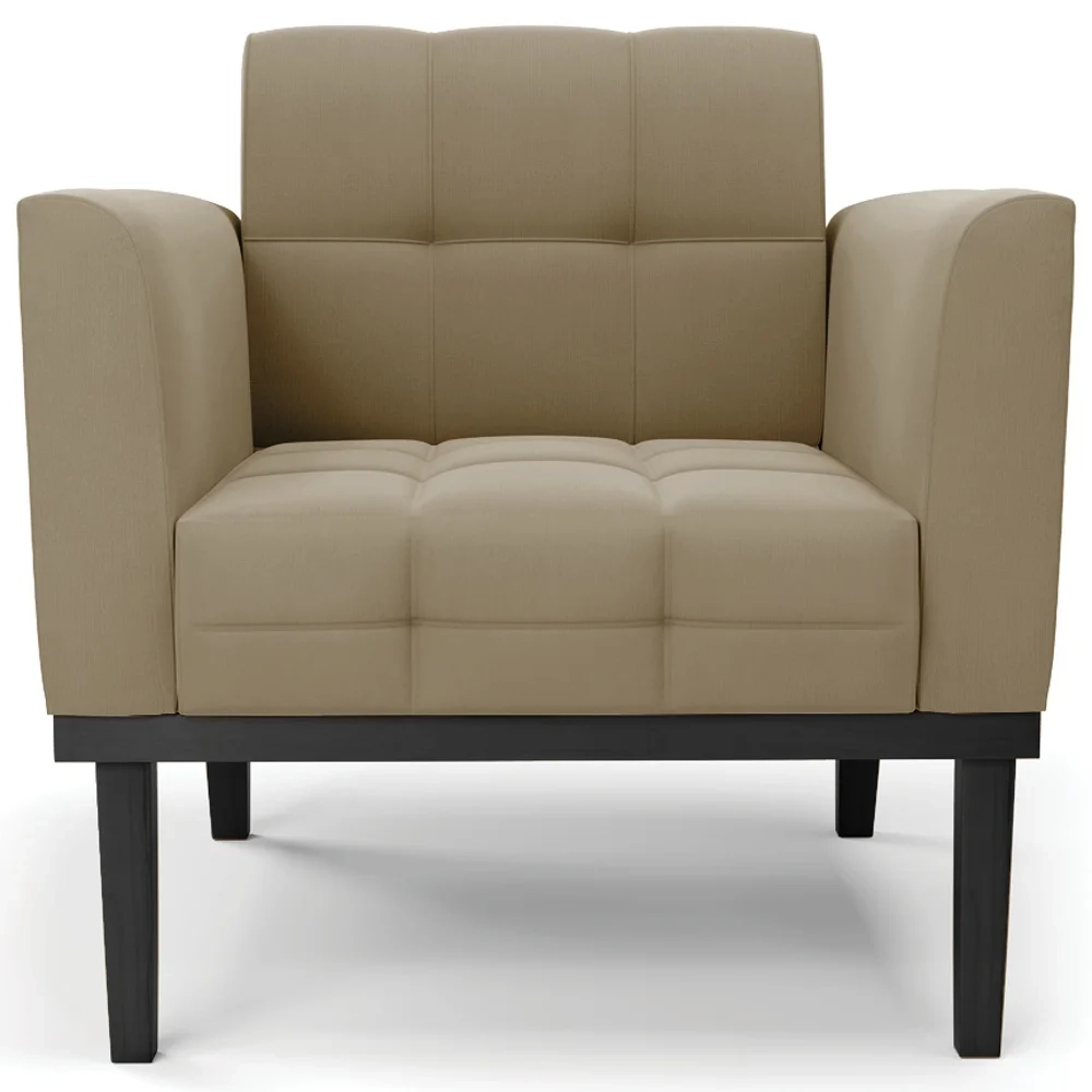 Poltrona Decorativa Base Madeira Preto Ana Suede Marrom RT - Ibiza