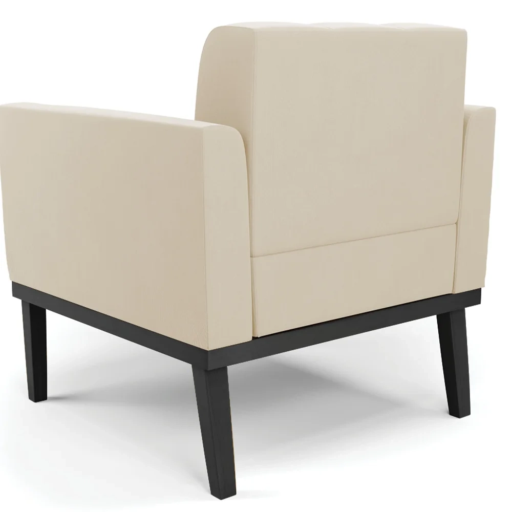 Poltrona Base Madeira Preto Kit 2 Ana Suede Bege - Ibiza