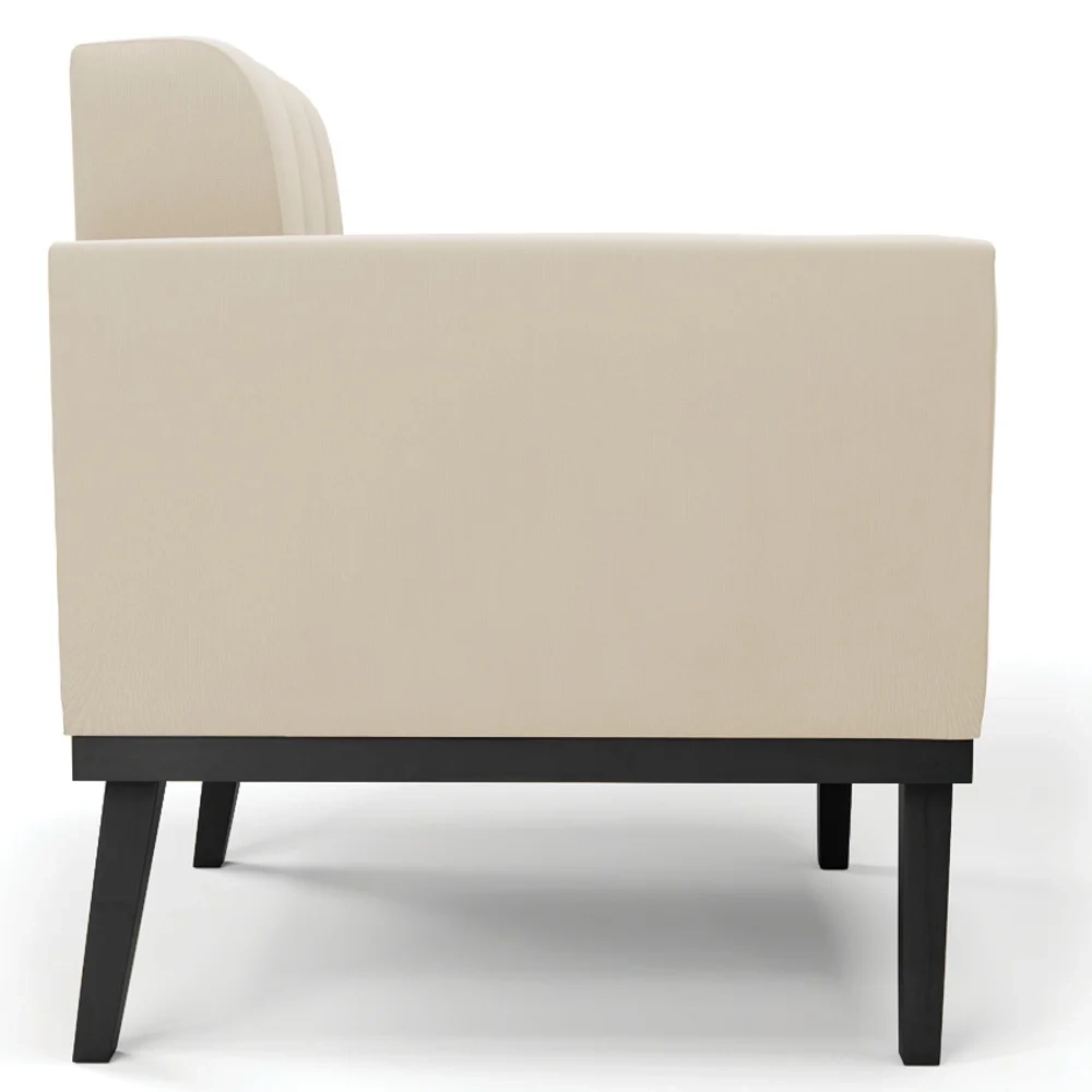 Poltrona Base Madeira Preto Kit 2 Ana Suede Bege - Ibiza