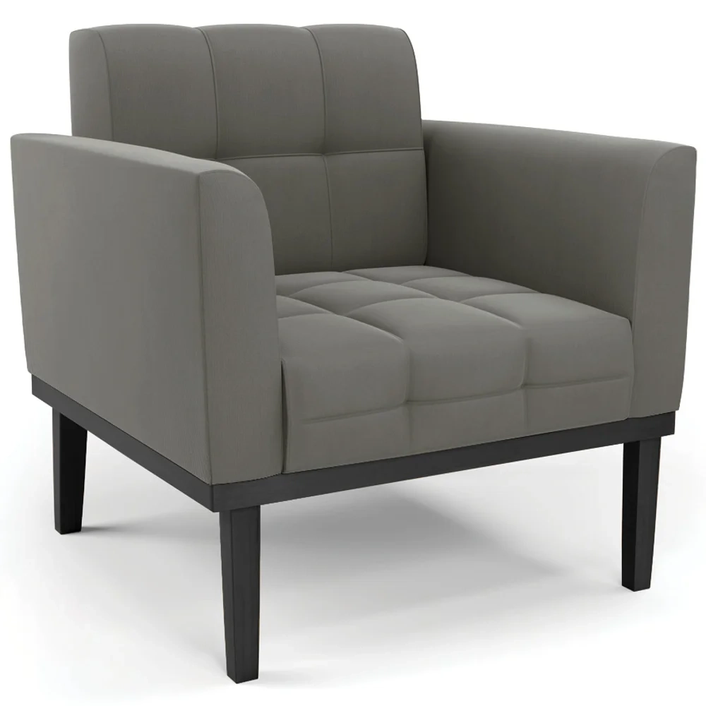 Poltrona Base Madeira Preto Kit 2 Ana Suede Grafite - Ibiza