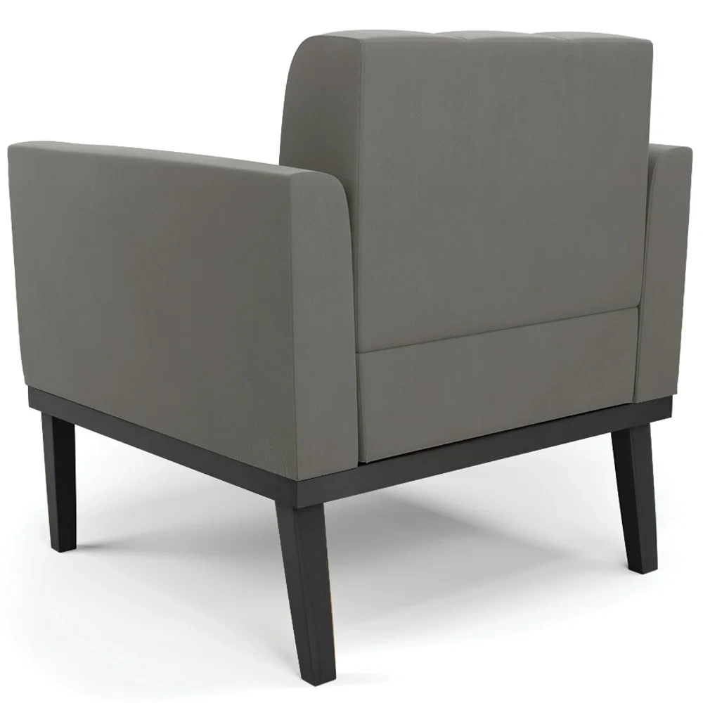 Poltrona Base Madeira Preto Kit 2 Ana Suede Grafite - Ibiza