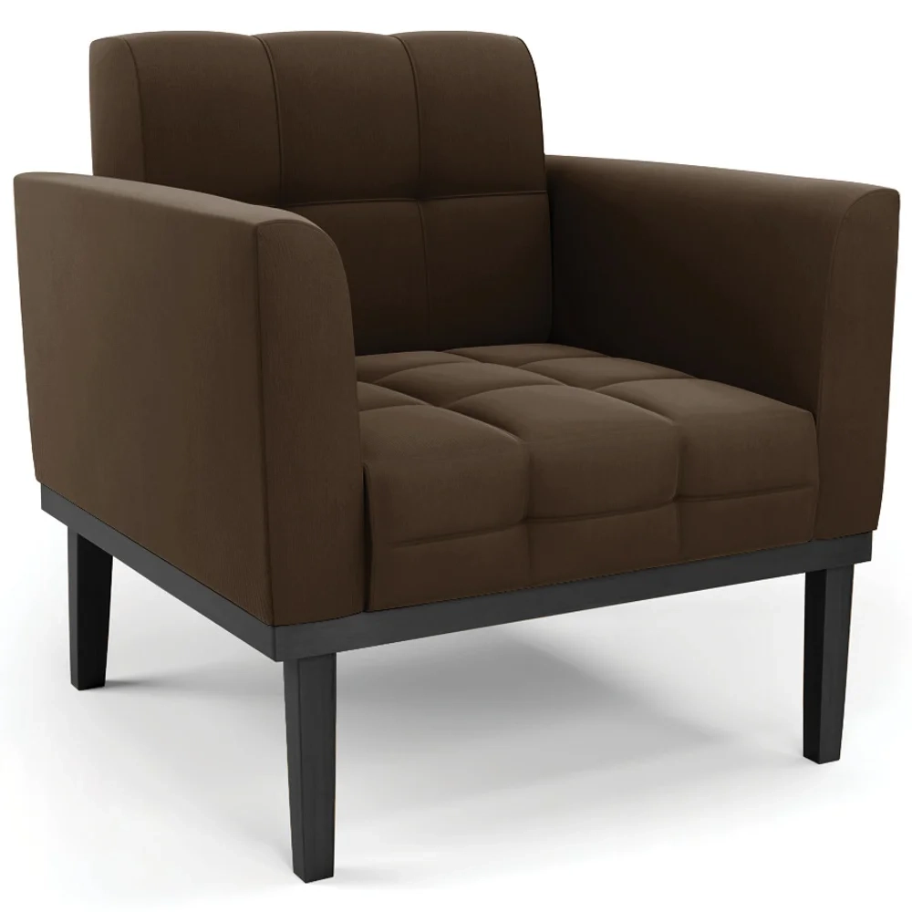 Poltrona Base Madeira Preto Kit 2 Ana Suede Marrom - Ibiza