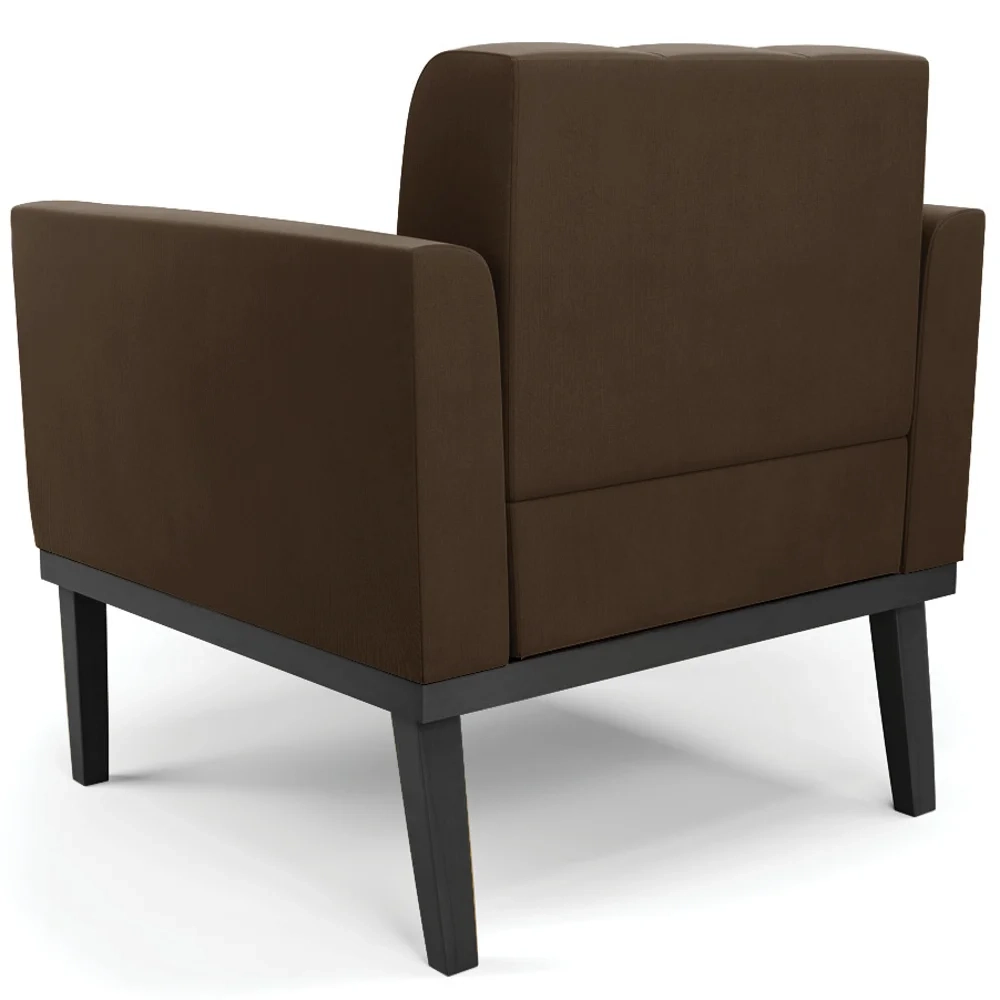 Poltrona Base Madeira Preto Kit 2 Ana Suede Marrom - Ibiza