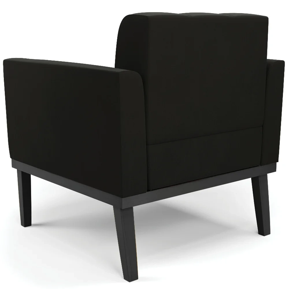 Poltrona Base Madeira Preto Kit 2 Ana Suede Preto - Ibiza