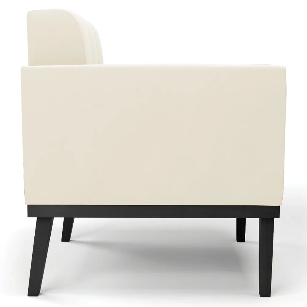 Poltrona Decorativa Base Madeira Preto Ana Veludo Bege - Ibiza