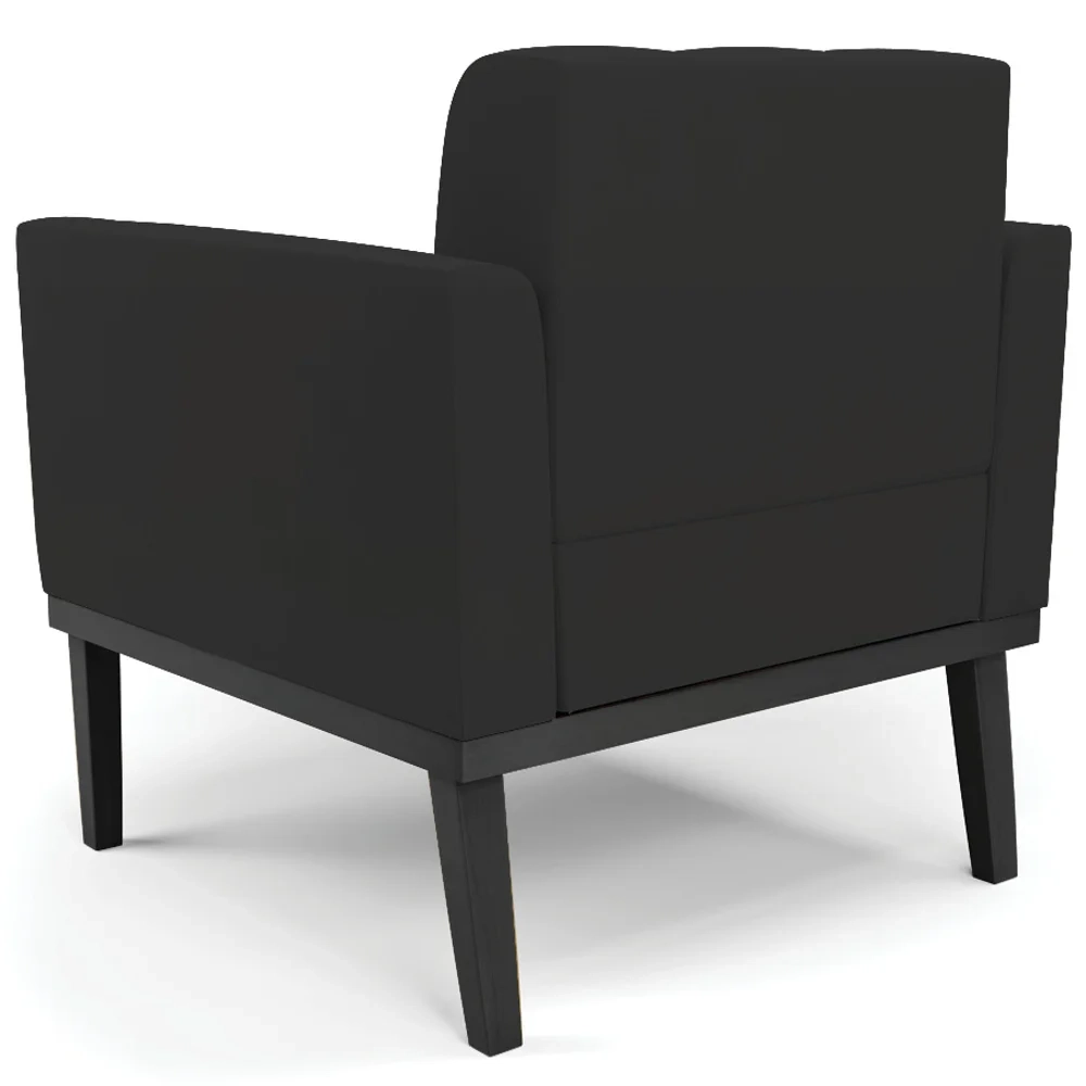 Poltrona Decorativa Base Madeira Preto Ana Veludo Preto- Ibiza