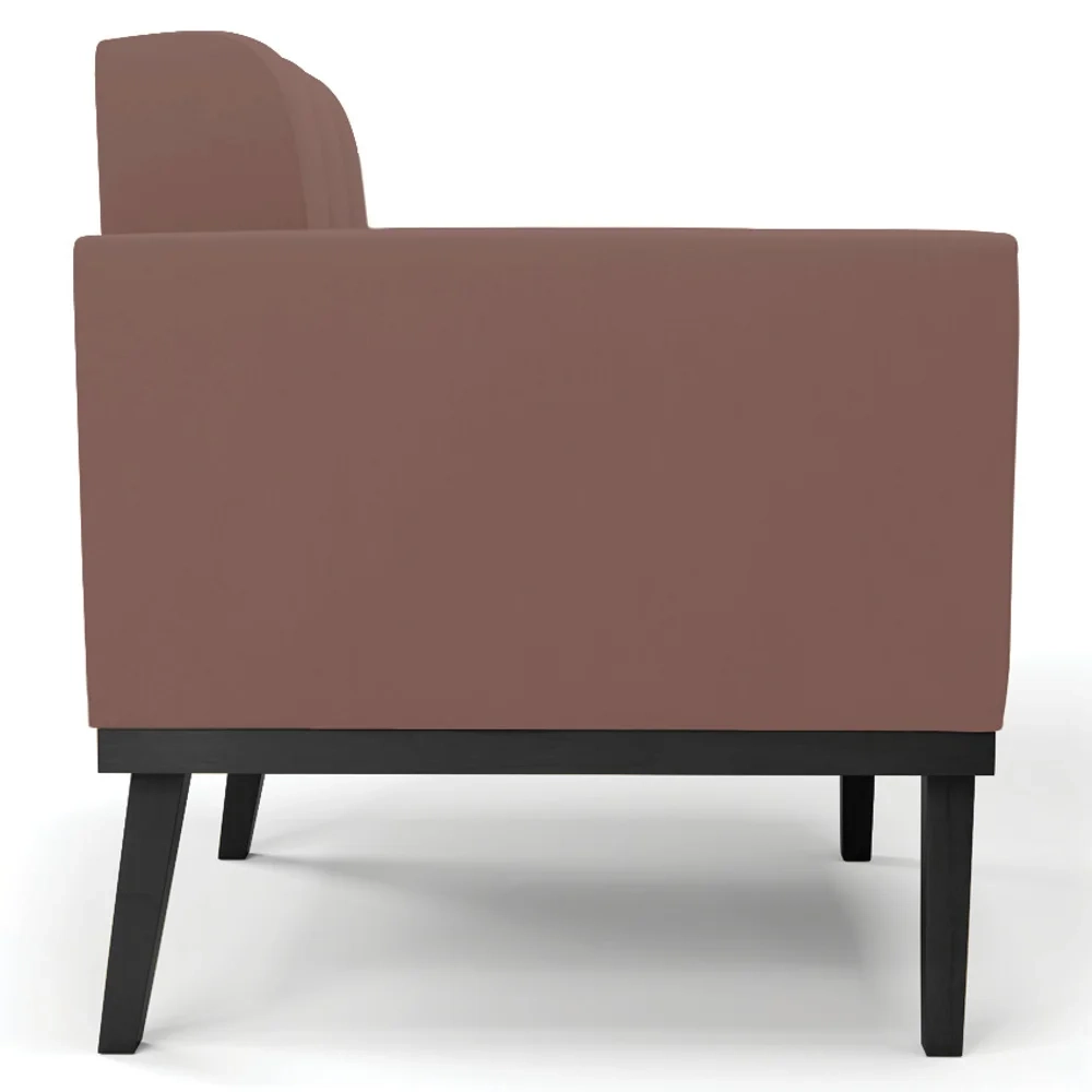 Poltrona Decorativa Base Madeira Preto Ana Veludo Rosê - Ibiza