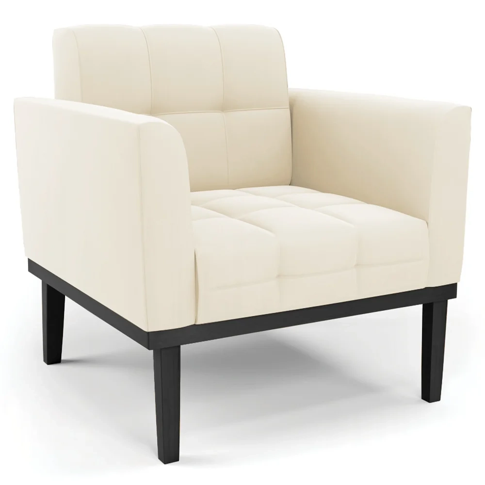 Poltrona Base Madeira Preto Kit 2 Ana Veludo Bege - Ibiza