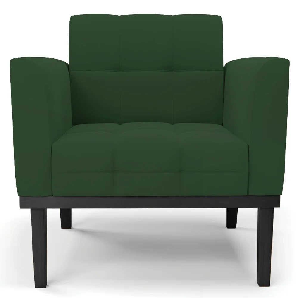 Poltrona Base Madeira Preto Kit 2 Ana Veludo Verde - Ibiza