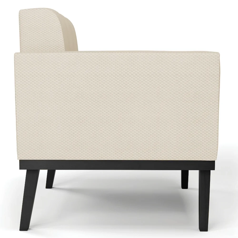 Poltrona Decorativa Base Madeira Preto Ana Veludo Luxo Off White - Ibiza