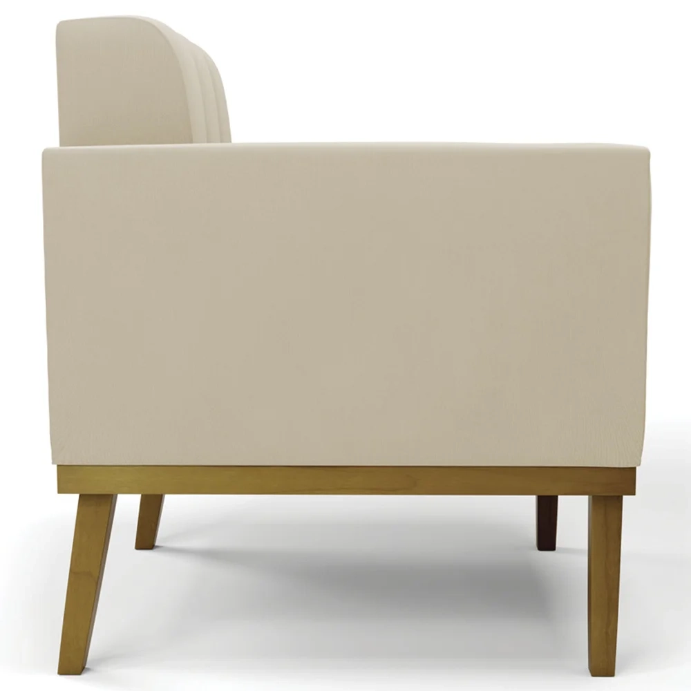 Poltrona Base Madeira Castanho Kit 2 Ana Suede Bege - Ibiza