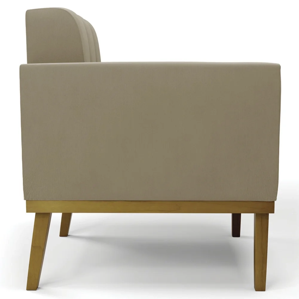 Poltrona Base Madeira Castanho Kit 2 Ana Suede Marrom RT - Ibiza