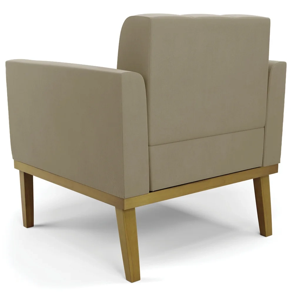 Poltrona Base Madeira Castanho Kit 2 Ana Suede Marrom RT - Ibiza