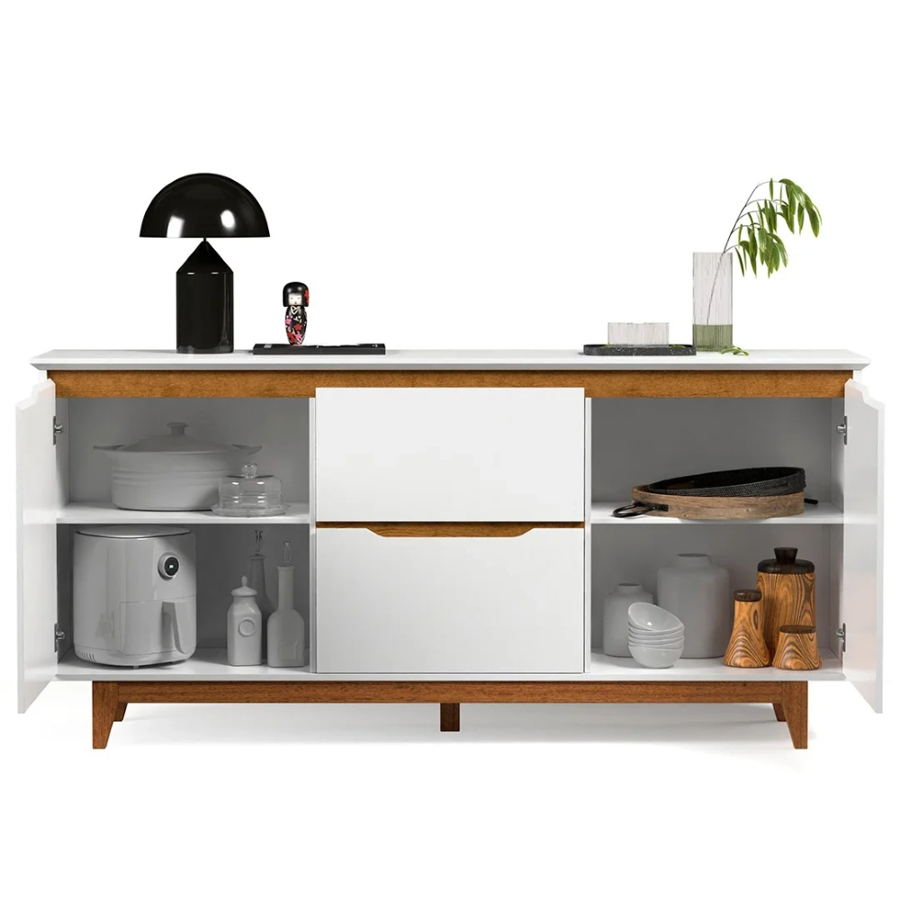 Buffet Aparador para Sala de Jantar 163cm Flow Branco - EJ Móveis