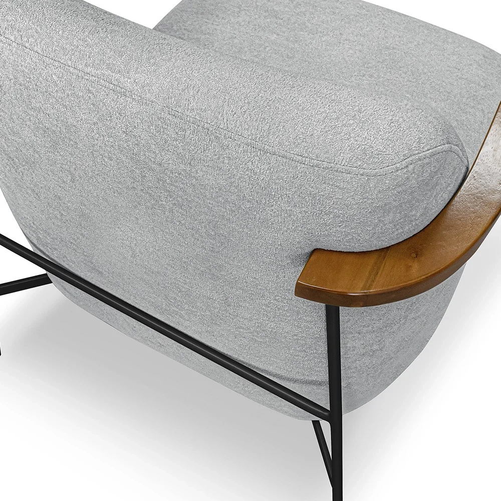 Poltrona para Sala Pés Metálicos Kit 2 Ellen S06 Boucle Cinza - Mpozenato