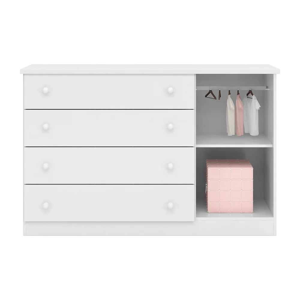 Cômoda Infantil Eloísa 04 Gavetas e 01 Porta Branco - Phoenix Baby
