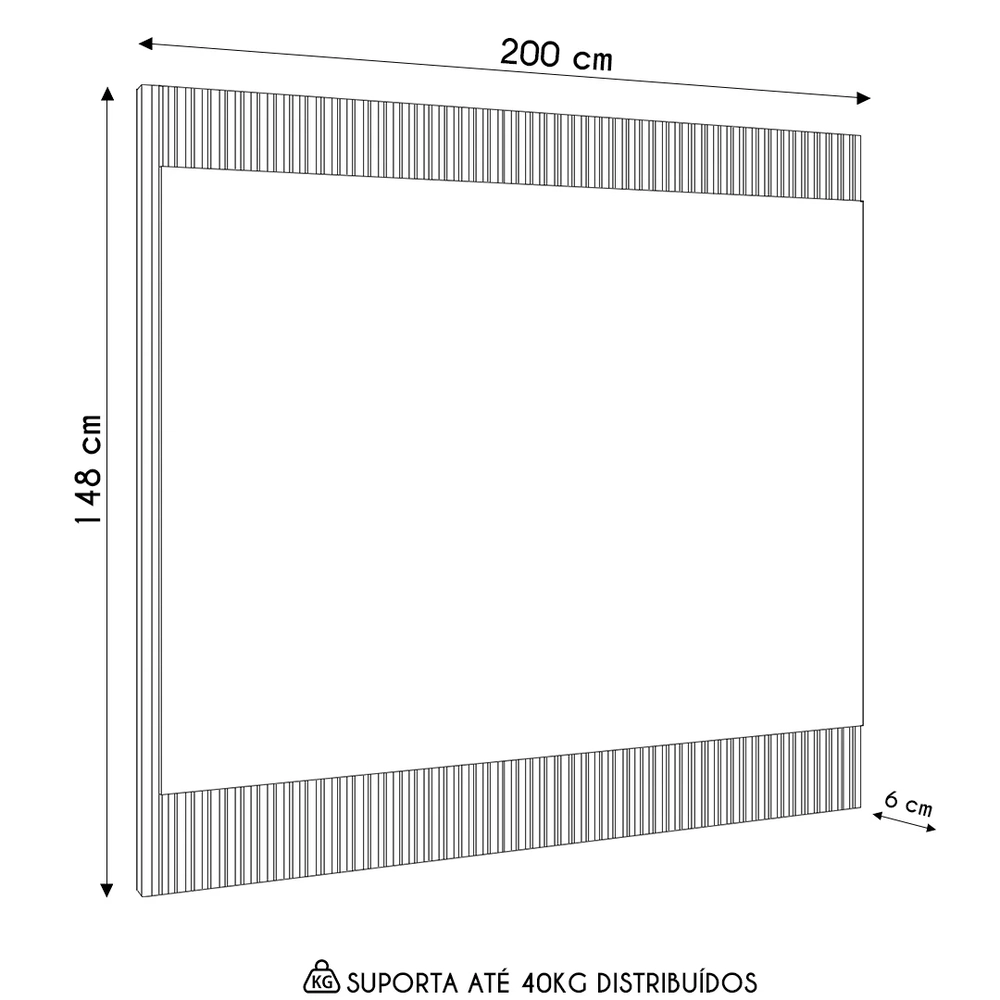 Painel Para TV Suspenso 70 Pol 200cm Real L06 Tauari/Off White Fosco - Mpozenato