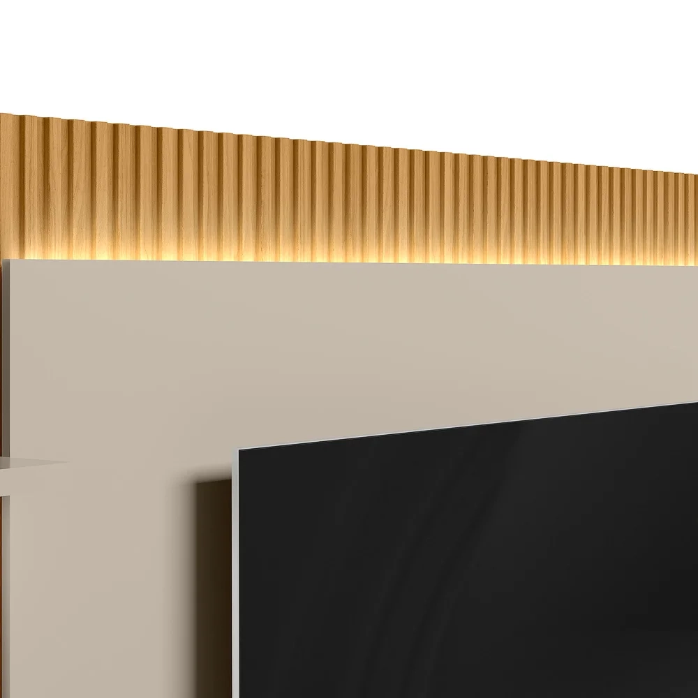 Painel Para TV 70 Pol e Rack Bancada 180cm Real L06 Tauari/Off White Fosco - Mpozenato