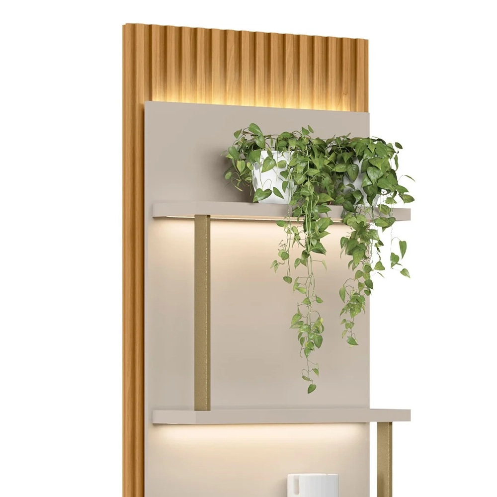 Painel Ripado com Mesa de Apoio 58cm Real L06 Tauari/Off White Fosco - Mpozenato