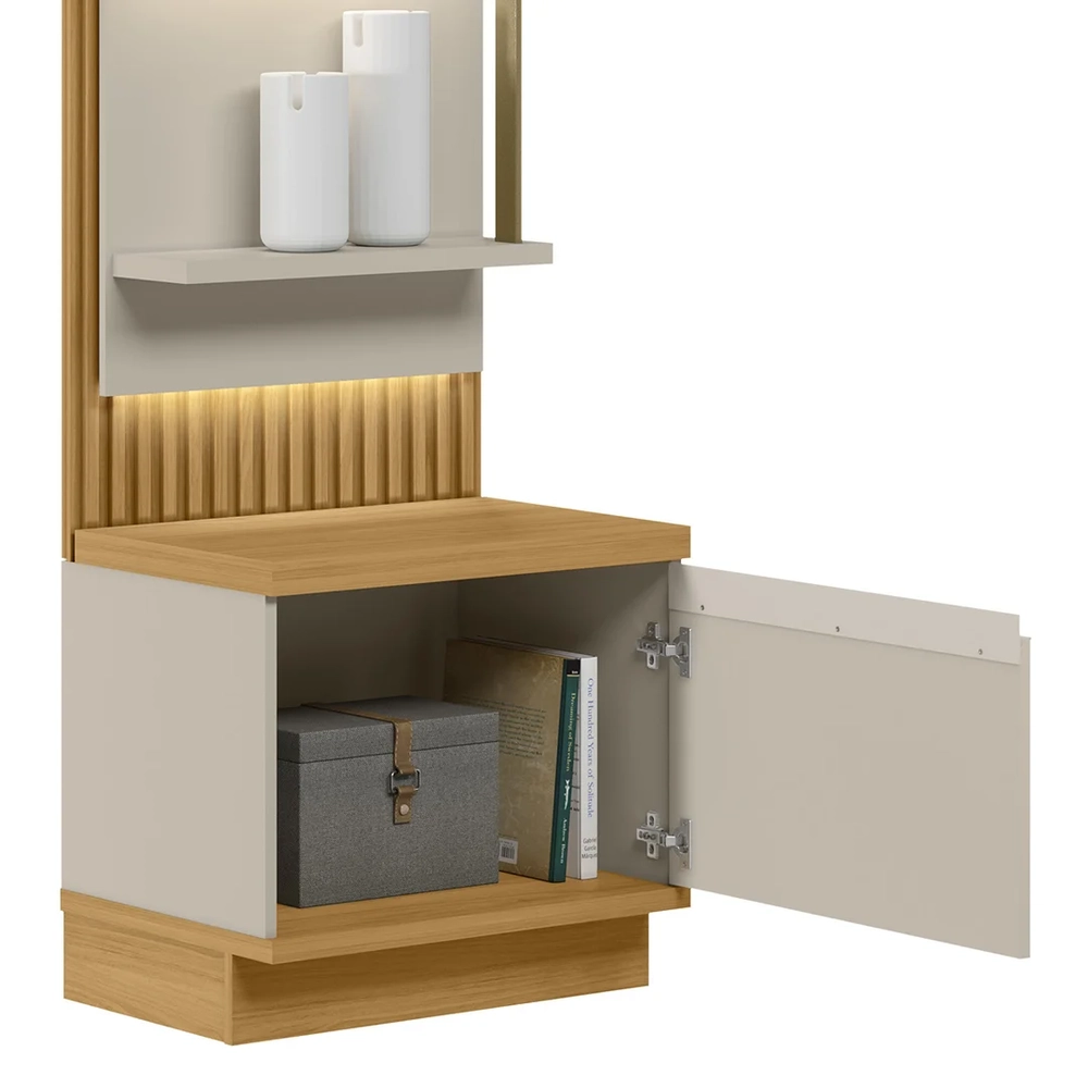 Painel Ripado com Mesa de Apoio 58cm Real L06 Tauari/Off White Fosco - Mpozenato