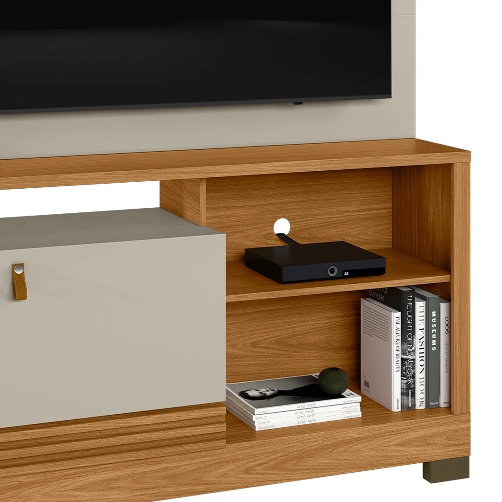 Estante Painel Para TV 50 Pol 160cm Pilar L06 Nature/Off White - Mpozenato