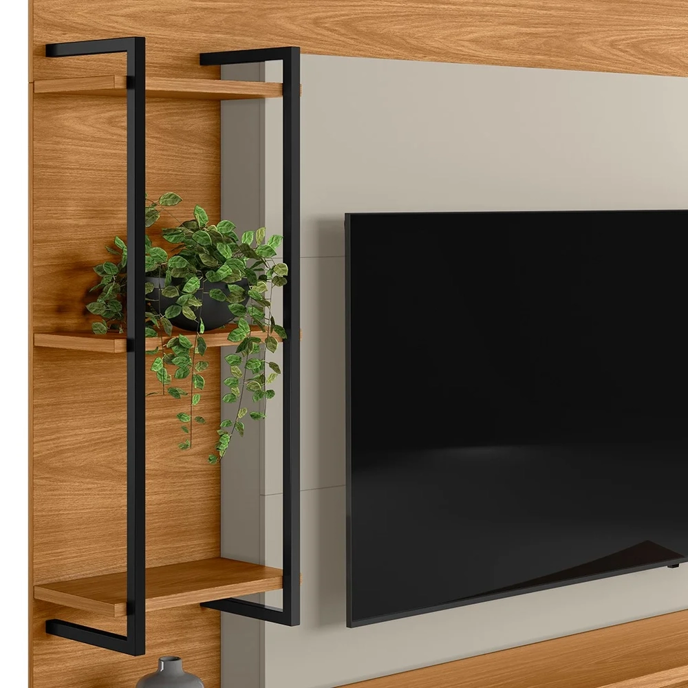 Estante Painel Para TV 50 Pol 160cm Pilar L06 Nature/Off White - Mpozenato