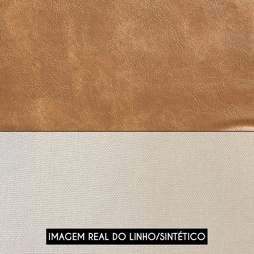 Poltrona para Sala Giratória Redonda Saphire Z32 Linho Bege/Caramelo - Mpozenato