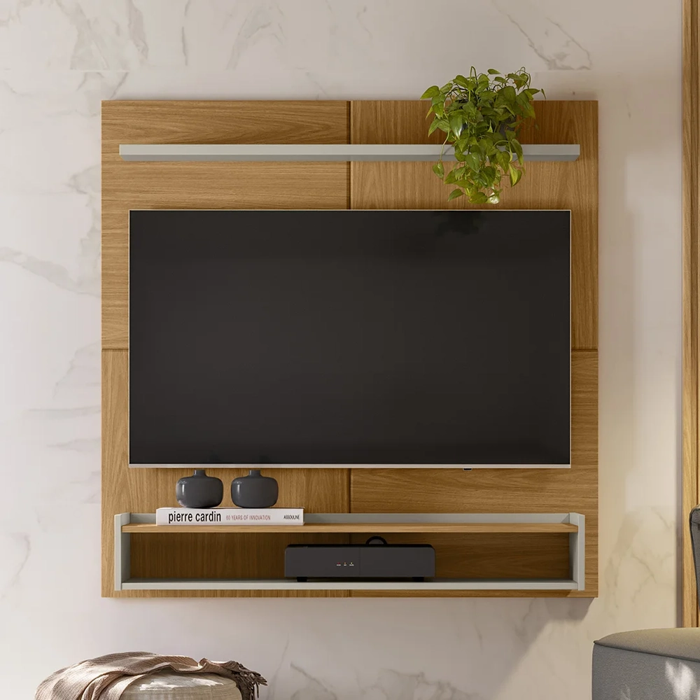Painel Para TV 50 Pol Bancada Suspensa 120cm Perfect L06 Nature/Off White - Mpozenato