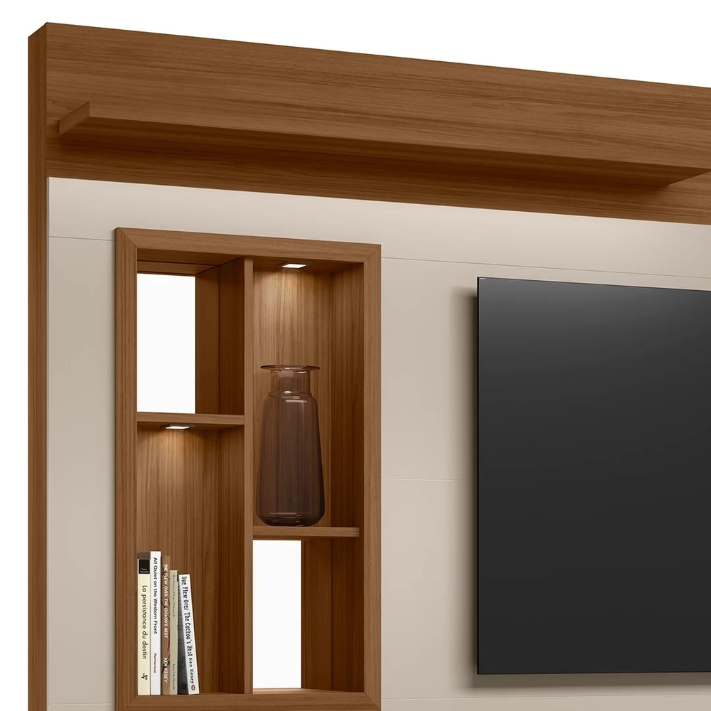 Estante Painel Para TV 60 Pol com LED 200cm Dora L06 Jatobá/Off White - Mpozenato 