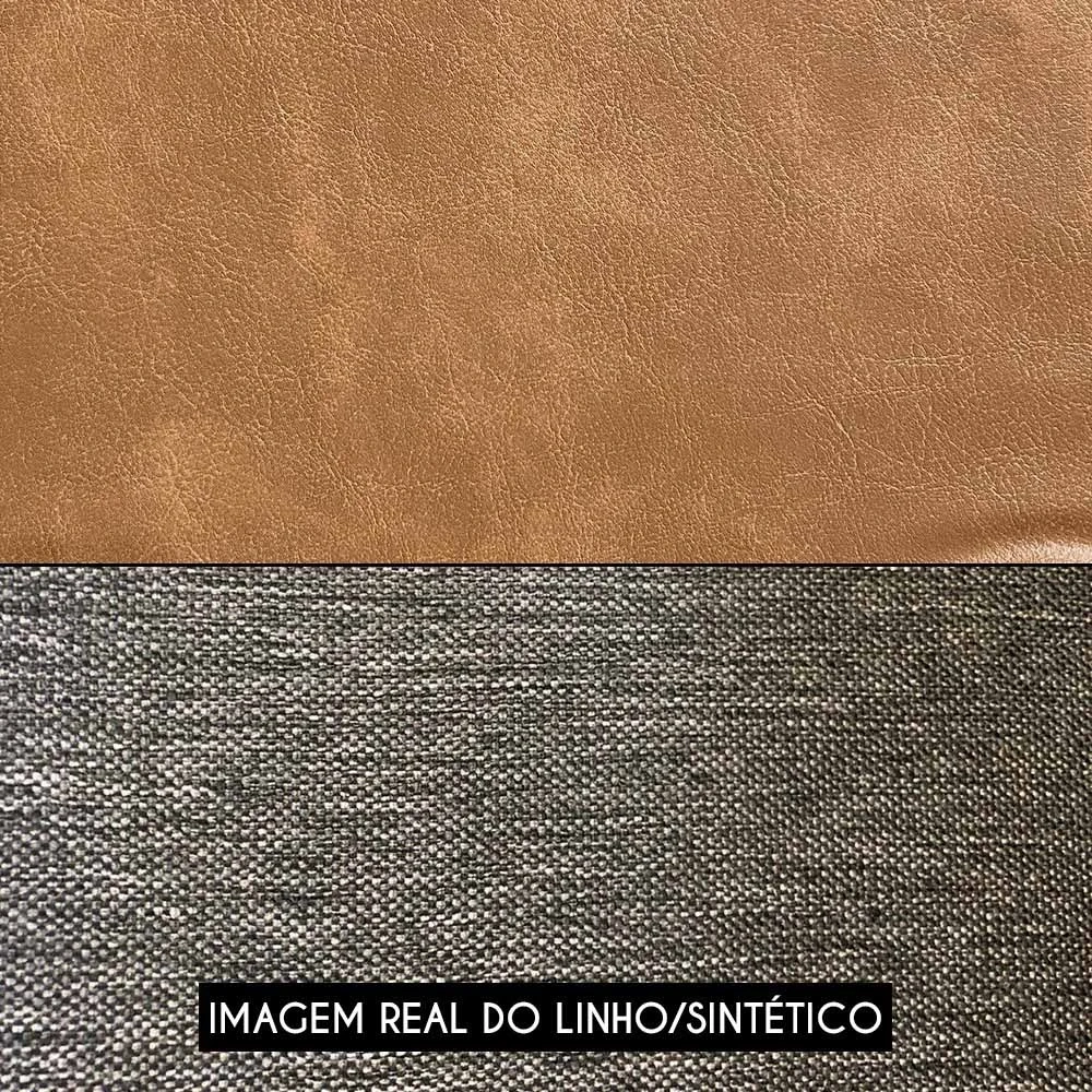 Poltrona para Sala Giratória Redonda Saphire Z32 Linho Cinza/Caramelo - Mpozenato