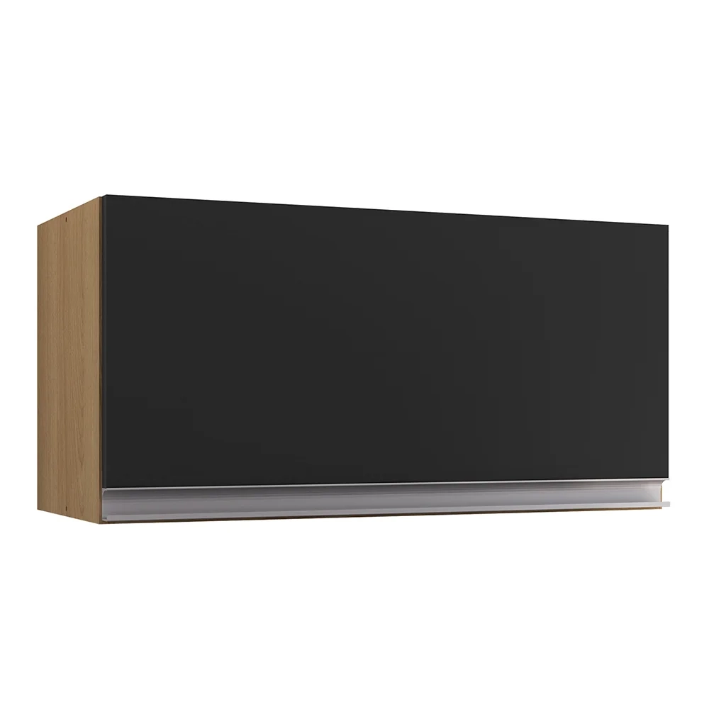 Cozinha Modulada 4 Peças Balcão com Tampo 120cm Andréia Amêndoa/Preto - AJL Móveis