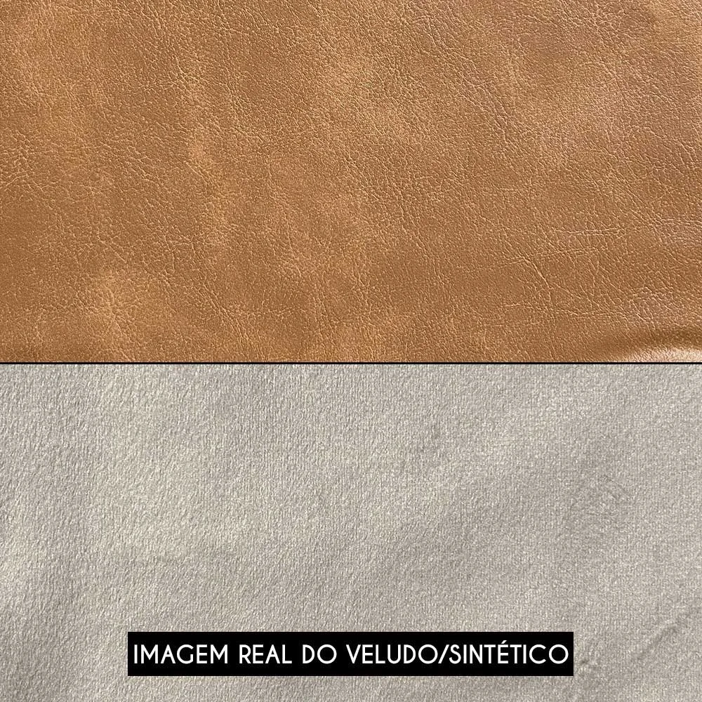 Poltrona para Sala Giratória Redonda Saphire Z32 Veludo Bege/Caramelo - Mpozenato