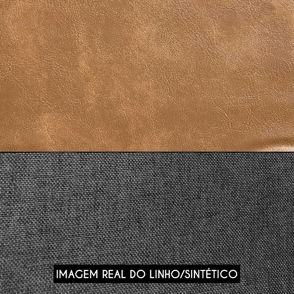 Poltrona para Sala Giratória Redonda Saphire Z32 Linho Grafite/Caramelo - Mpozenato