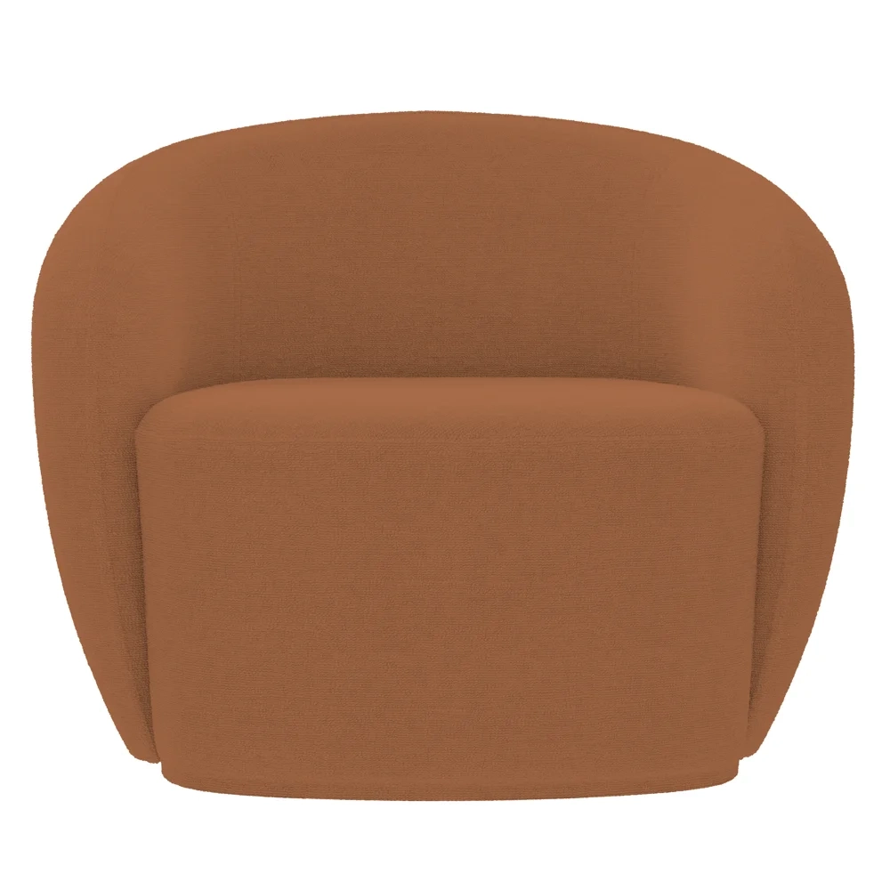 Poltrona para Sala de Estar Giratória Orgânica Garbin Z08 Boucle Terracota - Mpozenato