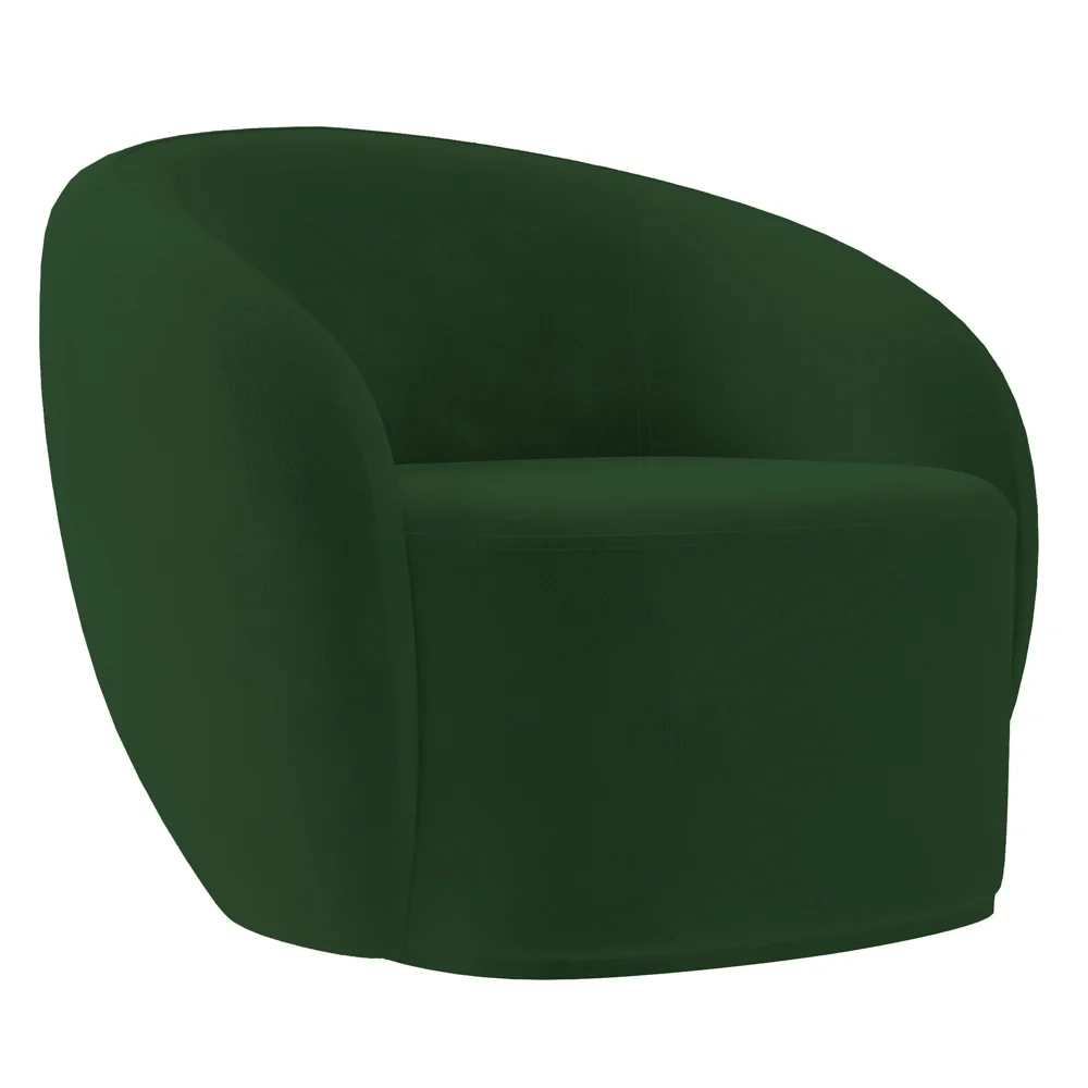 Poltrona para Sala de Estar Giratória Orgânica Garbin Z08 Veludo Verde - Mpozenato