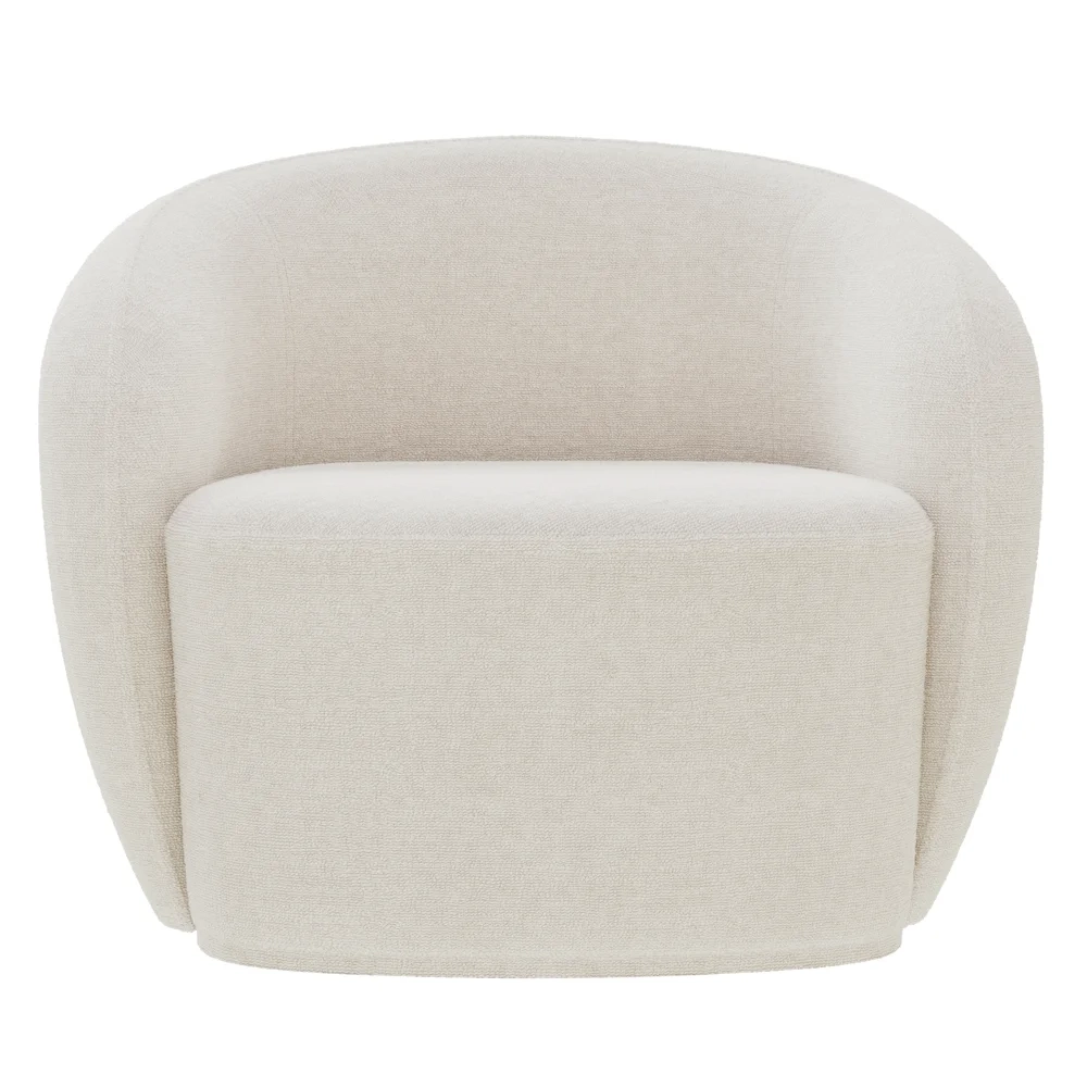 Poltrona para Sala de Estar Giratória Orgânica Garbin Z08 Boucle Bege - Mpozenato