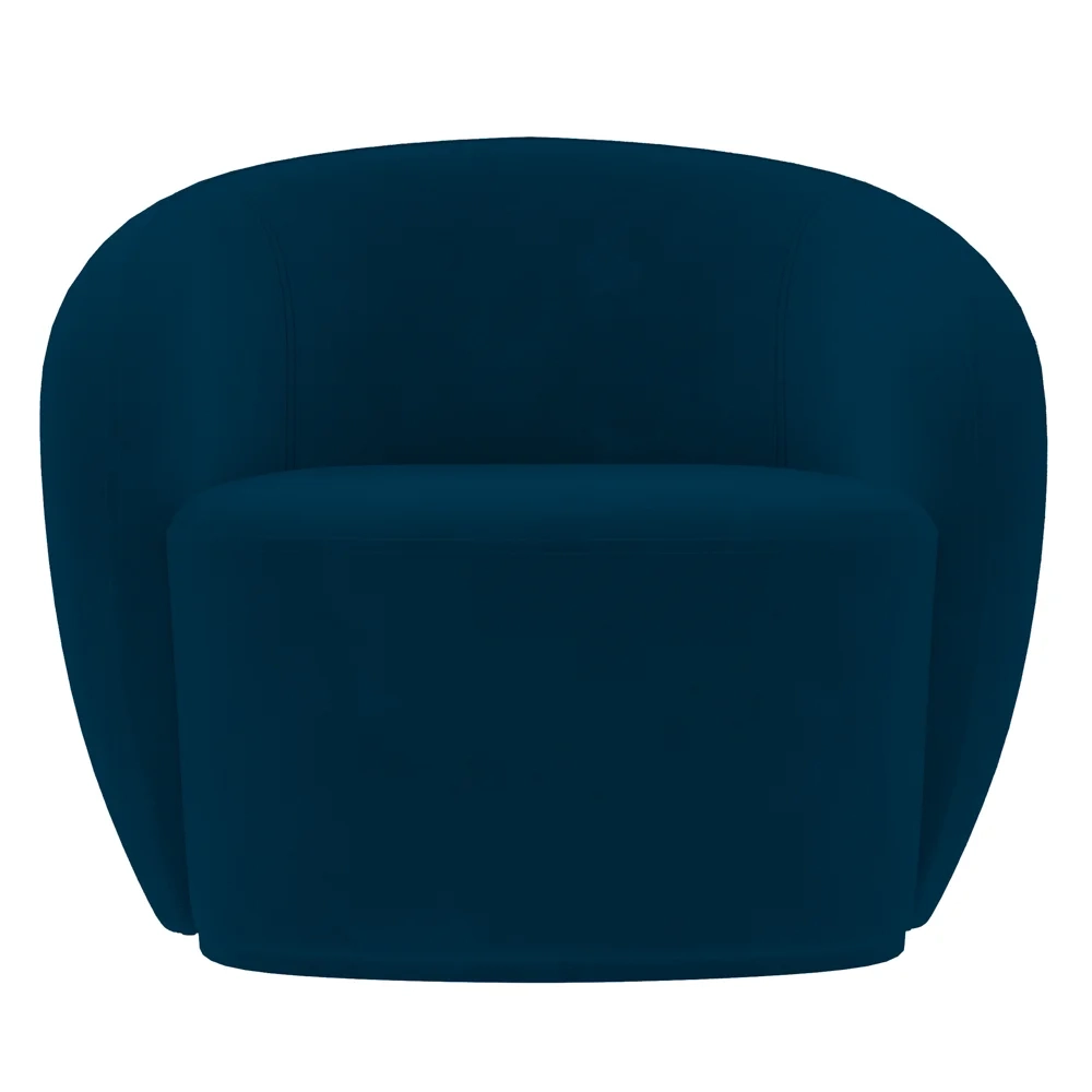 Poltrona para Sala de Estar Giratória Orgânica Garbin Z08 Veludo Azul Marinho - Mpozenato