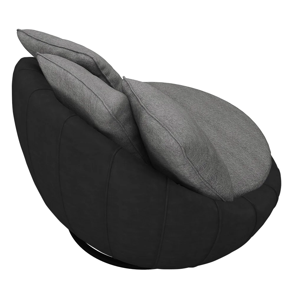 Poltrona para Sala Giratória Redonda Saphire Z32 Linho Cinza/Preto - Mpozenato