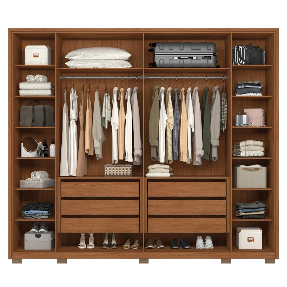 Guarda Roupa Casal 6 Portas 6 Gavetas 265cm Quintus Freijó/Off White - Caemmun