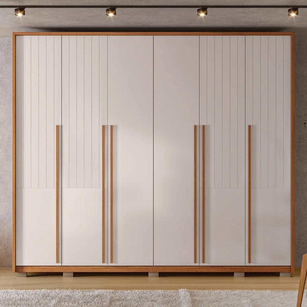 Guarda Roupa Casal 6 Portas 6 Gavetas 265cm Quintus Freijó/Off White - Caemmun