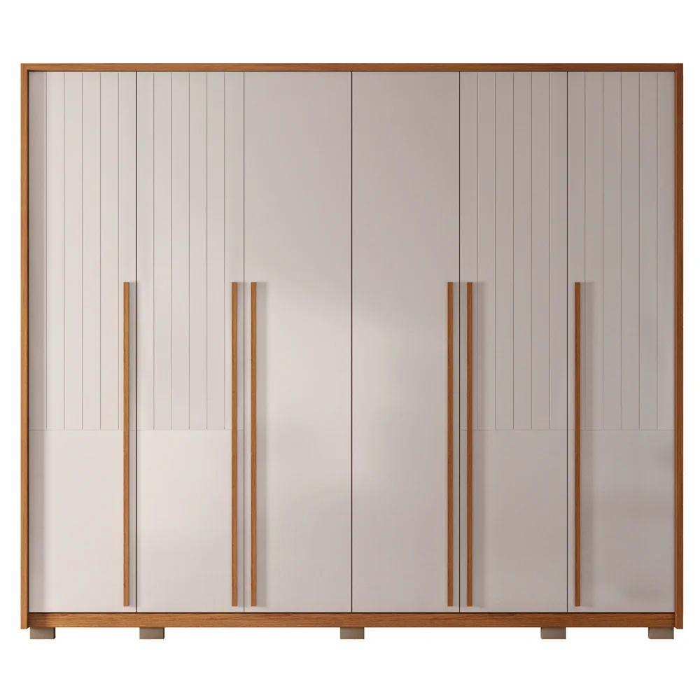 Guarda Roupa Casal 6 Portas 6 Gavetas 265cm Quintus Freijó/Off White - Caemmun