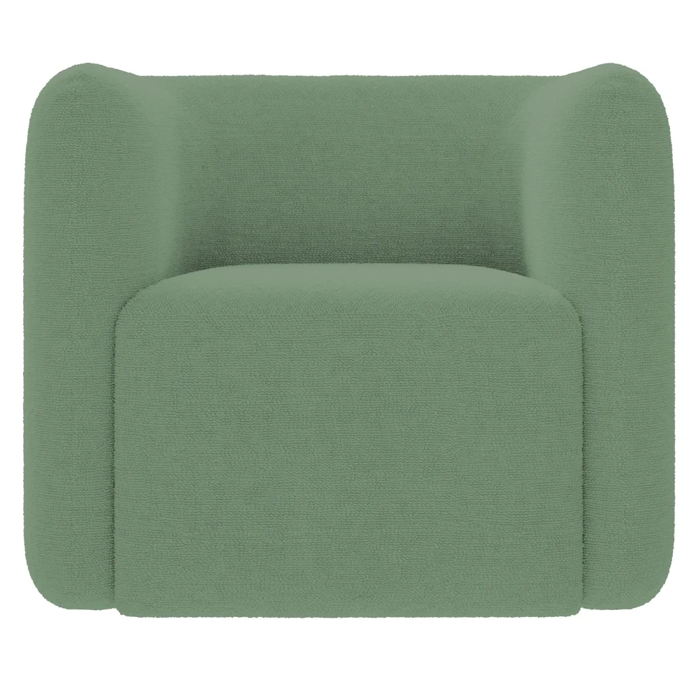 Poltrona para Sala de Estar Decorativa Quadrada Maggie Z08 Boucle Verde - Mpozenato